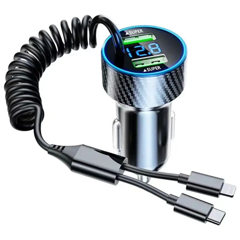Carregador Veicular Tipo-C com Cabo Retrátil